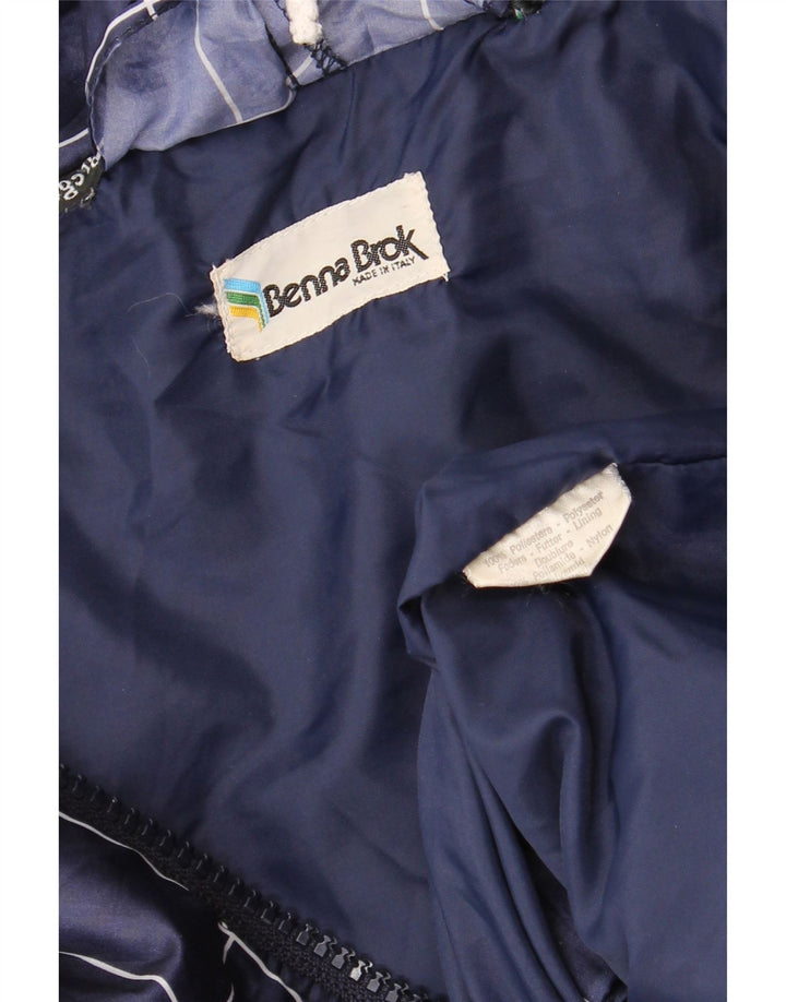 VINTAGE Womens Bomber Jacket UK 14 Large Navy Blue Check