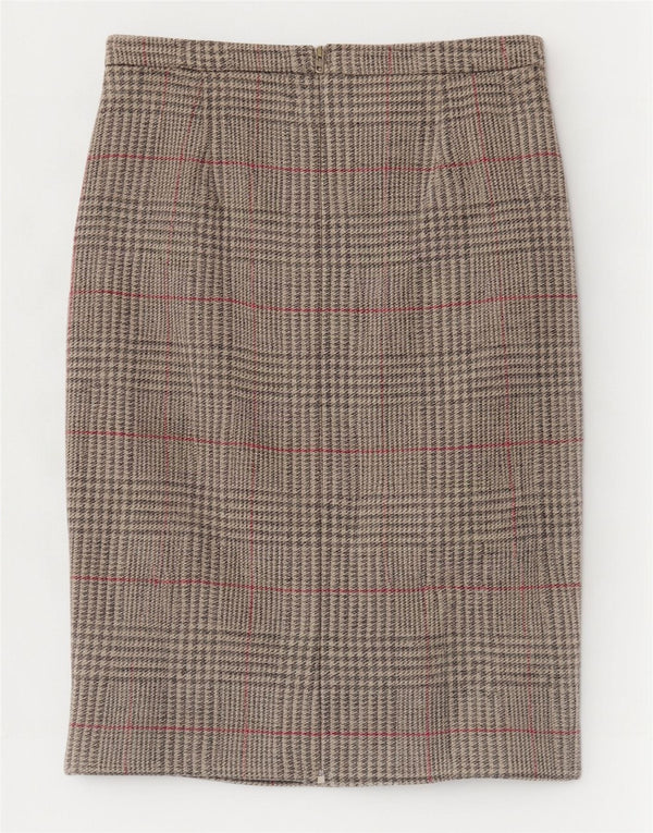 Pure Womens Pencil Skirt UK 12 Medium W30 Grey Plaid Wool