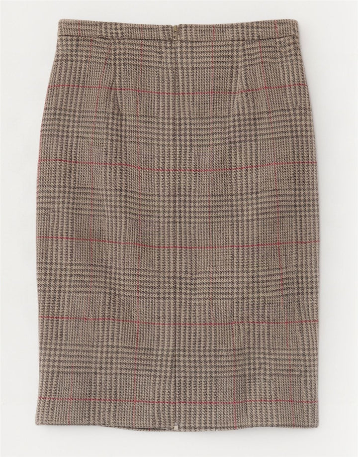 Pure Womens Pencil Skirt UK 12 Medium W30 Grey Plaid Wool