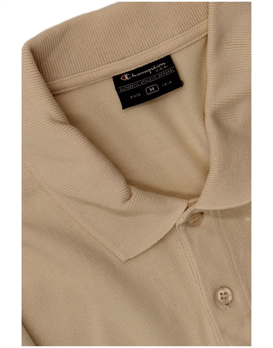 CHAMPION Mens Long Sleeve Polo Shirt Medium Beige