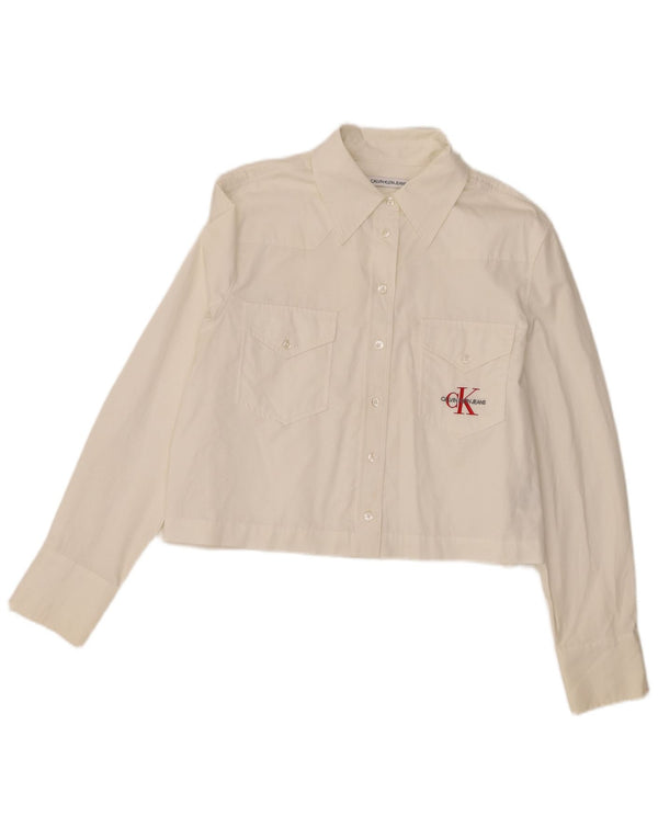 Calvin Klein Jeans Dameskjorte UK 16 Stor Hvid Bomuld