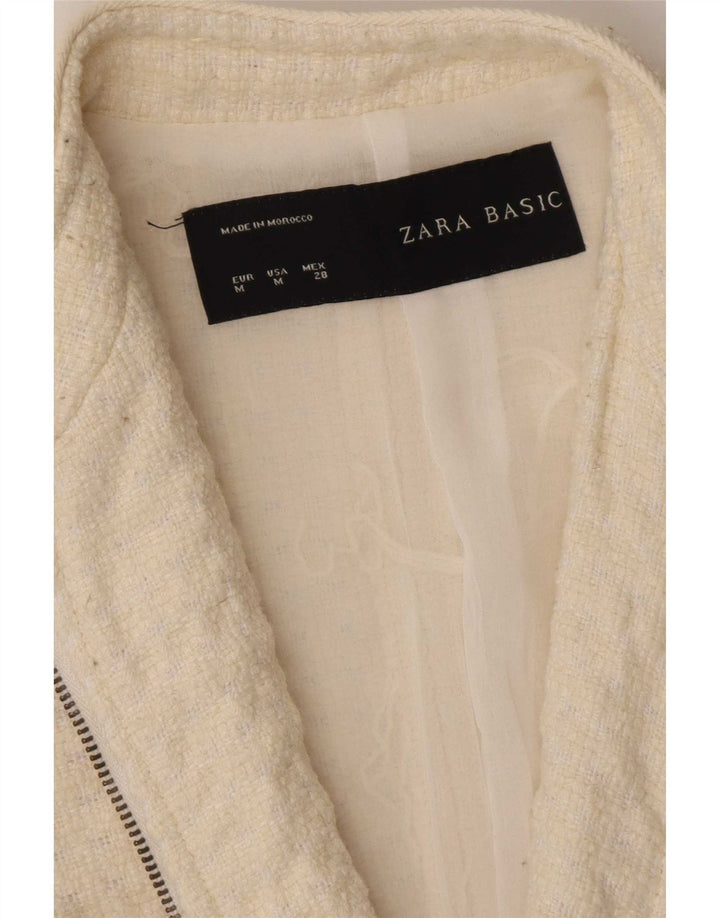 Zara Dame Blazer Jacket UK 12 Medium Off White Akryl