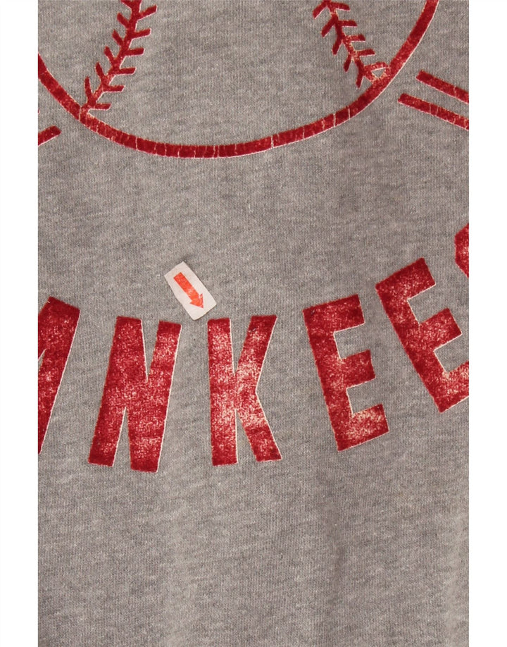 MAJESTISK Dame New York Yankees Hættetrøje med lynlås UK 14 Medium Grå