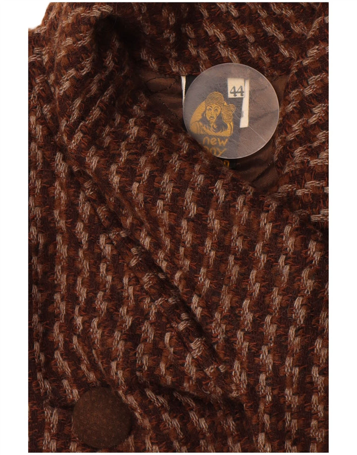 Vintage overfrakke til kvinder IT 44 Medium Brown Houndstooth Uld