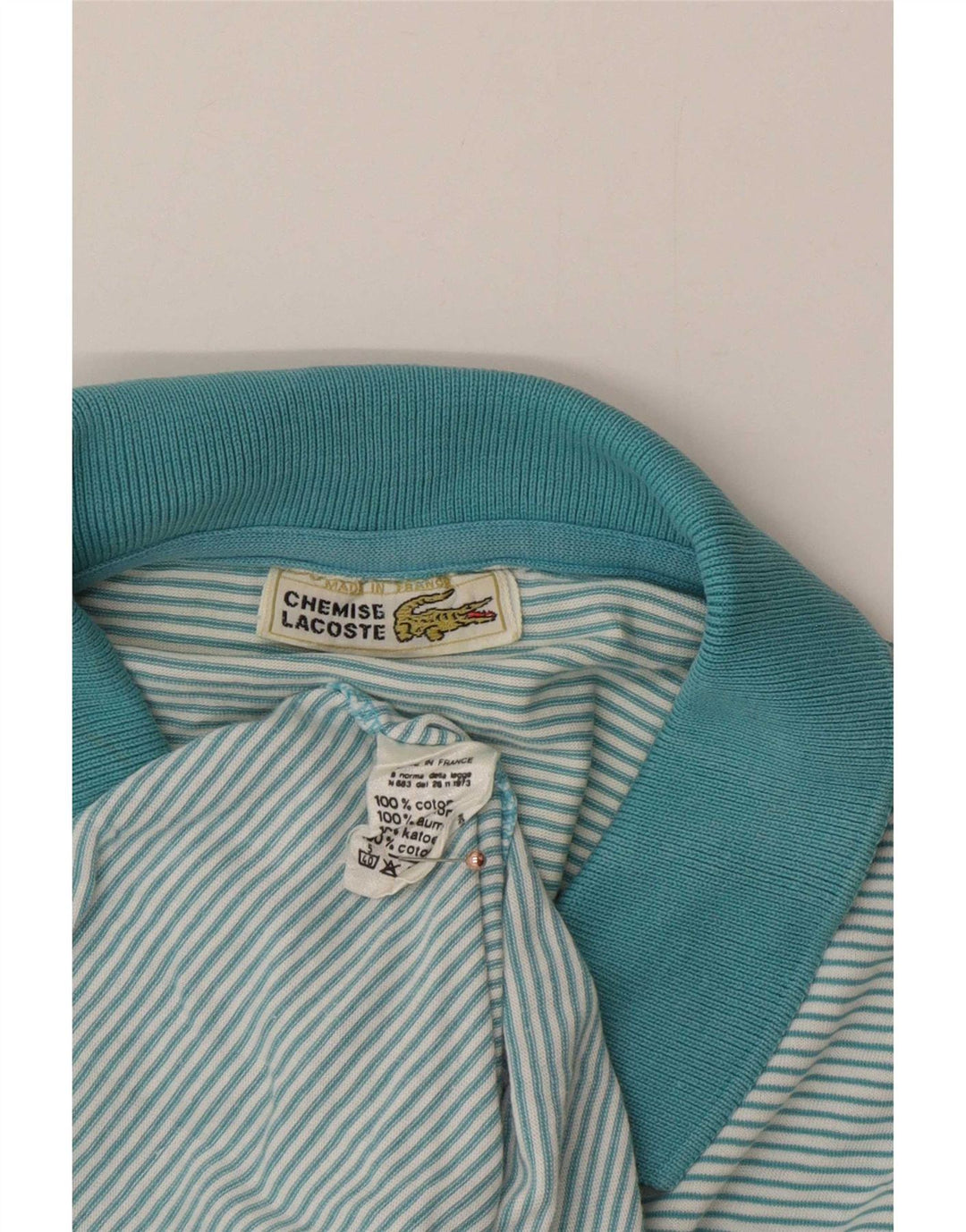 Lacoste herre poloshirt mellemblå stribet bomuld