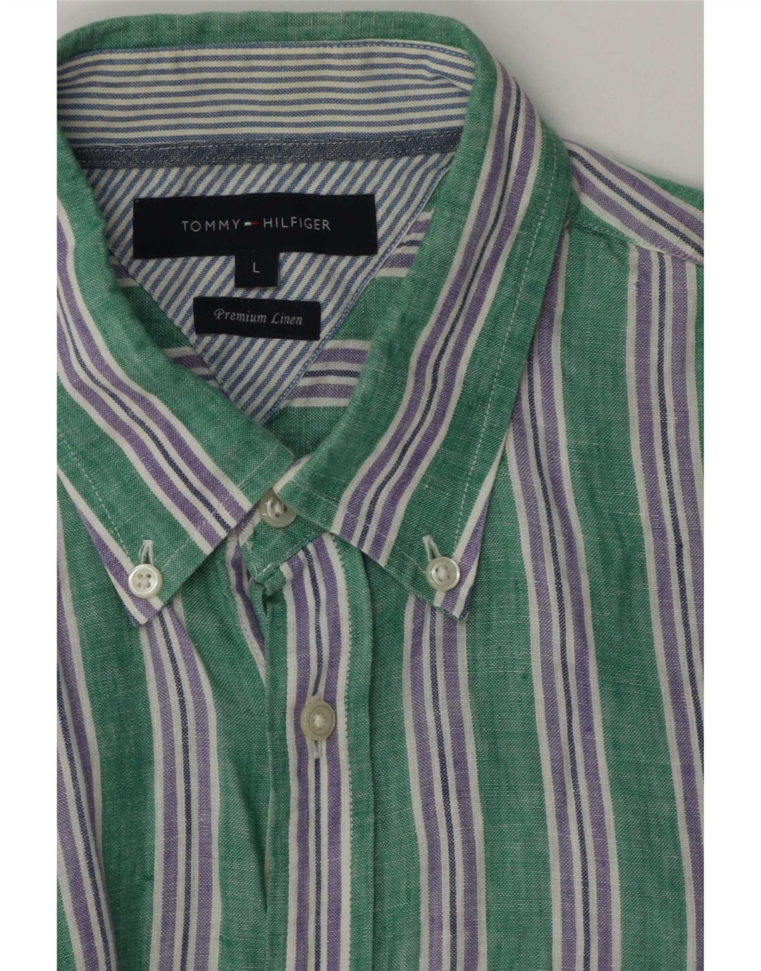 Tommy Hilfiger Herreskjorte Stor grøn stribet hør
