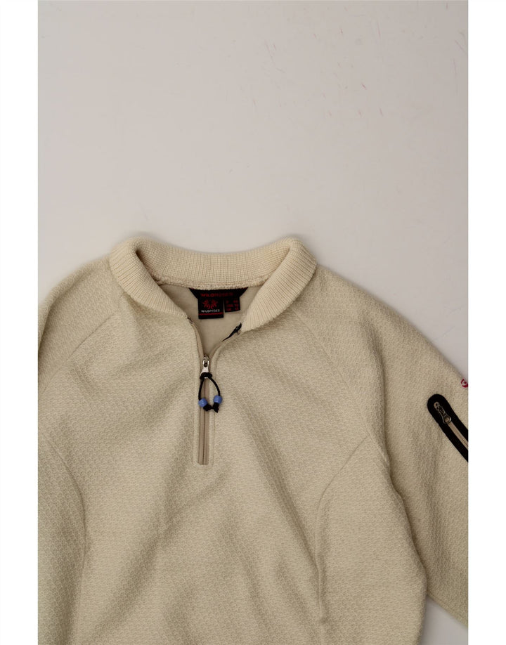 VINTAGE Womens Turtle Neck Jumper Sweater UK 12 Medium Off White Polyester Vintage Vintage and Second-Hand Vintage from Messina Hembry 