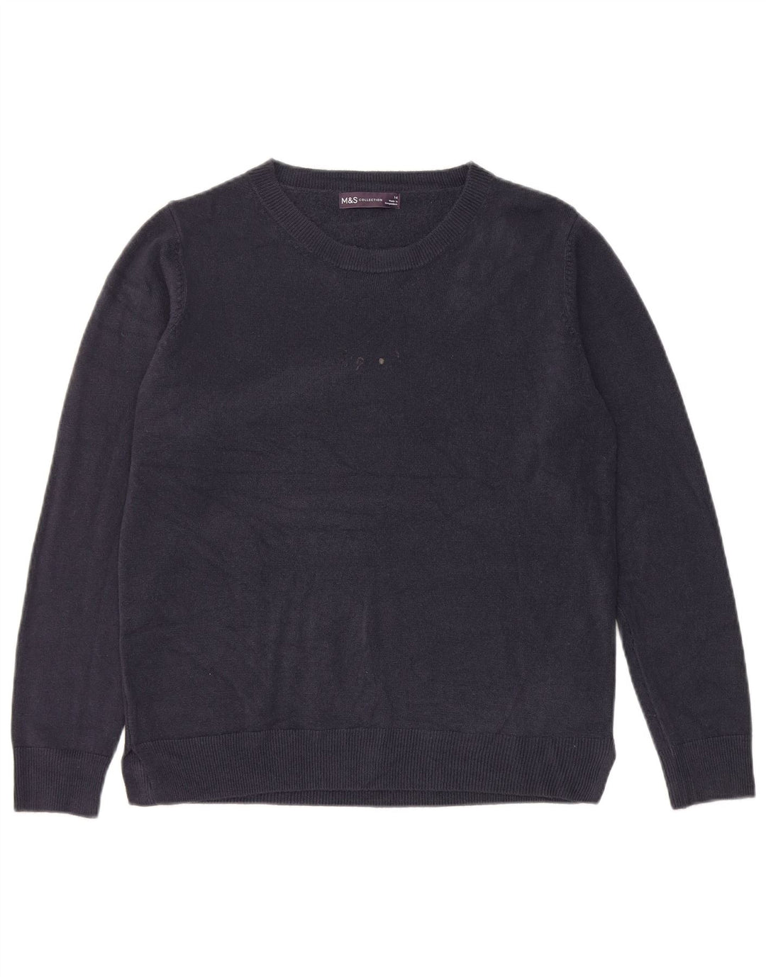 Marks & Spencer Dame Boat Neck Jumper Sweater UK 14 Medium Navy Blue