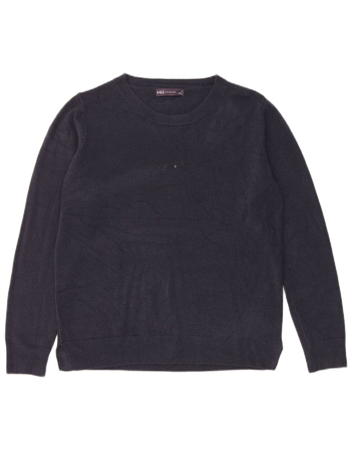 Marks & Spencer Dame Boat Neck Jumper Sweater UK 14 Medium Navy Blue