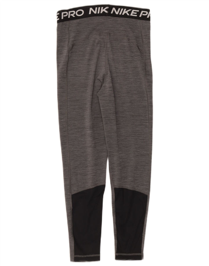 Nike Dame Dri Fit Grafiske Leggings UK 10 Small Grå Flecked Polyester