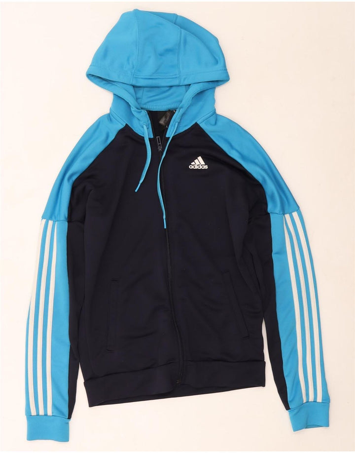 Adidas Hættetrøje med lynlås til mænd, lille marineblå colourblock polyester