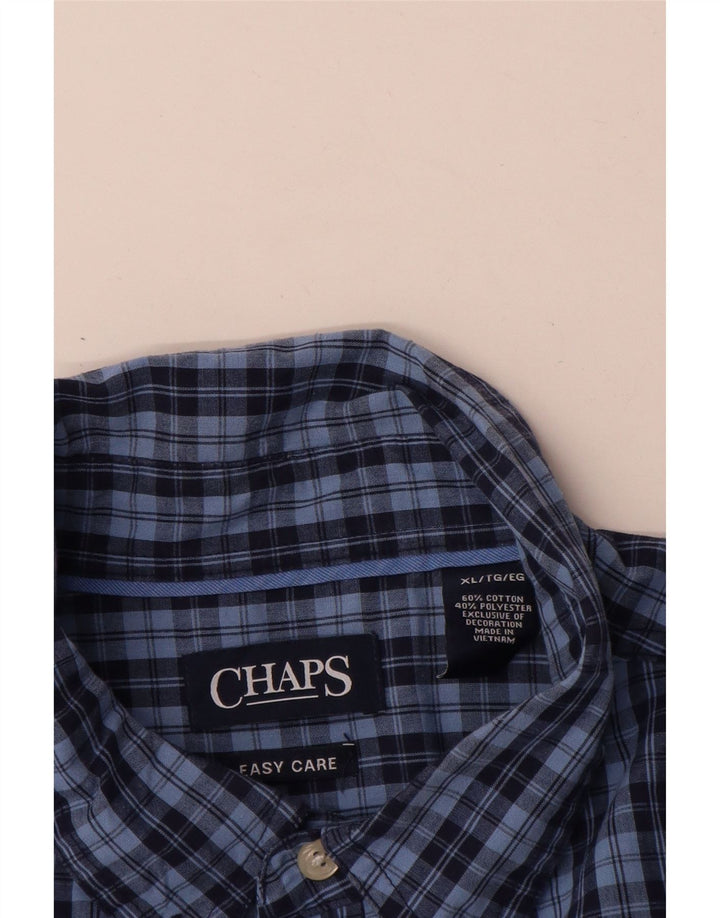 Chaps Herre Easy Care skjorte XL blå ternet bomuld