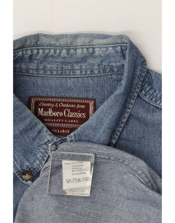 Marlboro Classics Denimskjorte til mænd 2XL Blå Bomuld