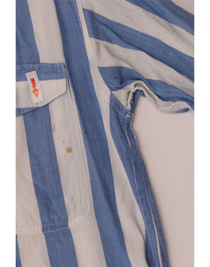 Vintage herreskjorte mellemblå stribet