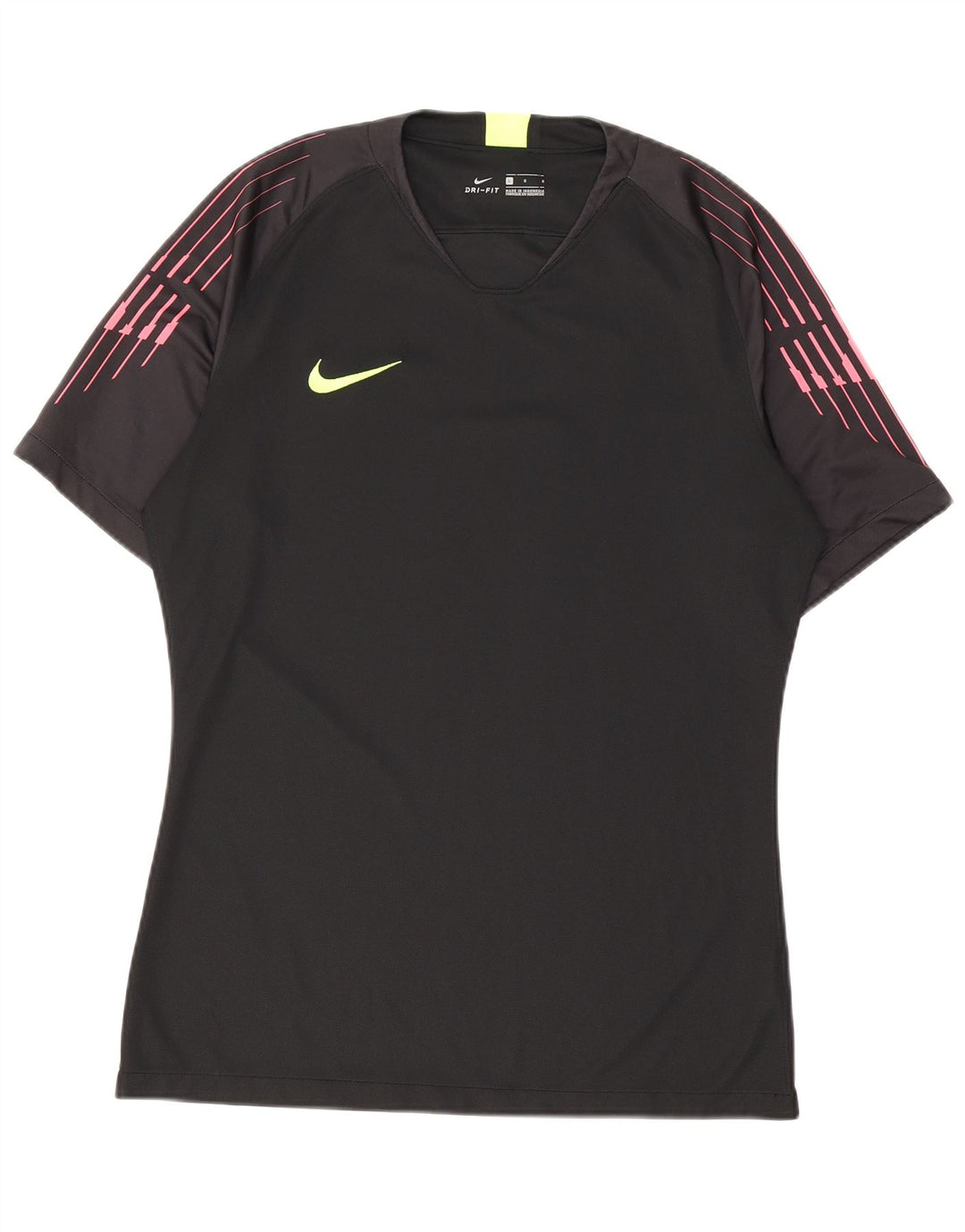 Nike Herre Dri Fit T-shirt Top Stor sort stribet polyester