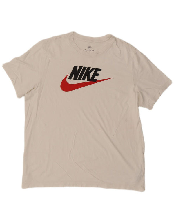 Nike grafisk T-shirt top til mænd XL hvid bomuld
