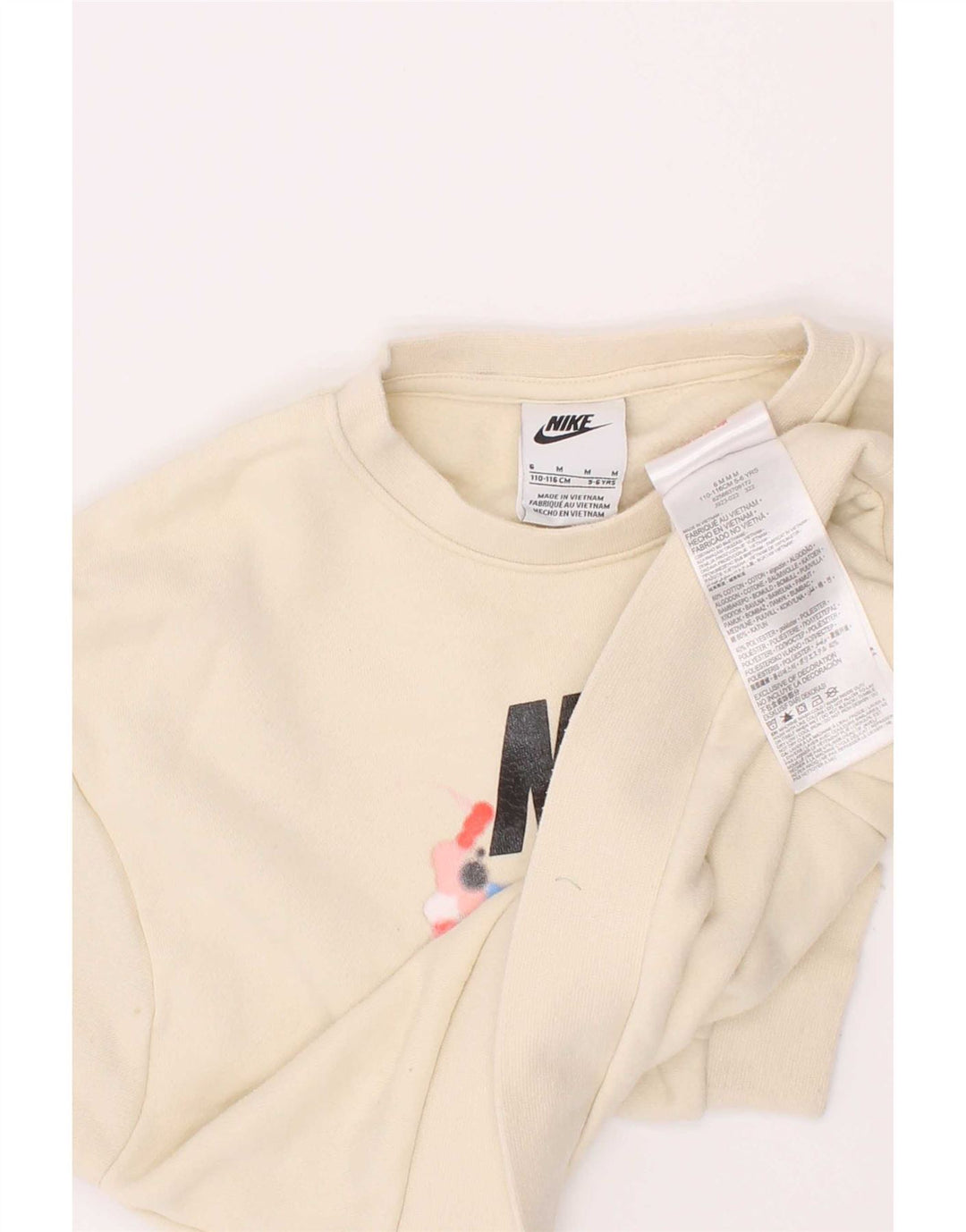 Nike Girls Graphic Sweatshirt Jumper 5-6 år Medium Beige Bomuld