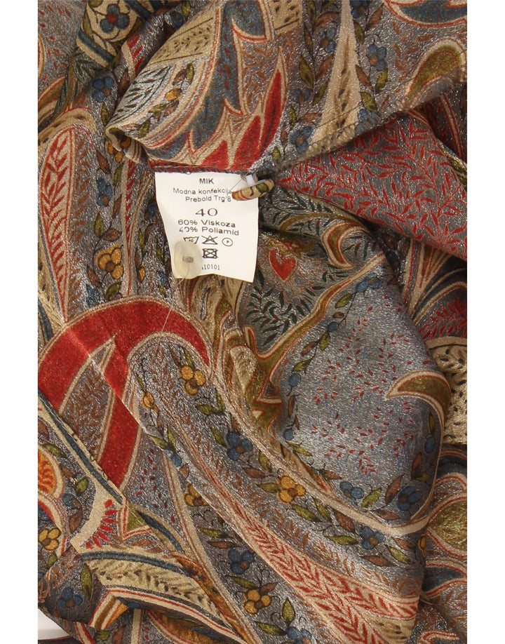 VINTAGE Dame Longline skjortebluse EU 40 Medium Beige Paisley Viscose