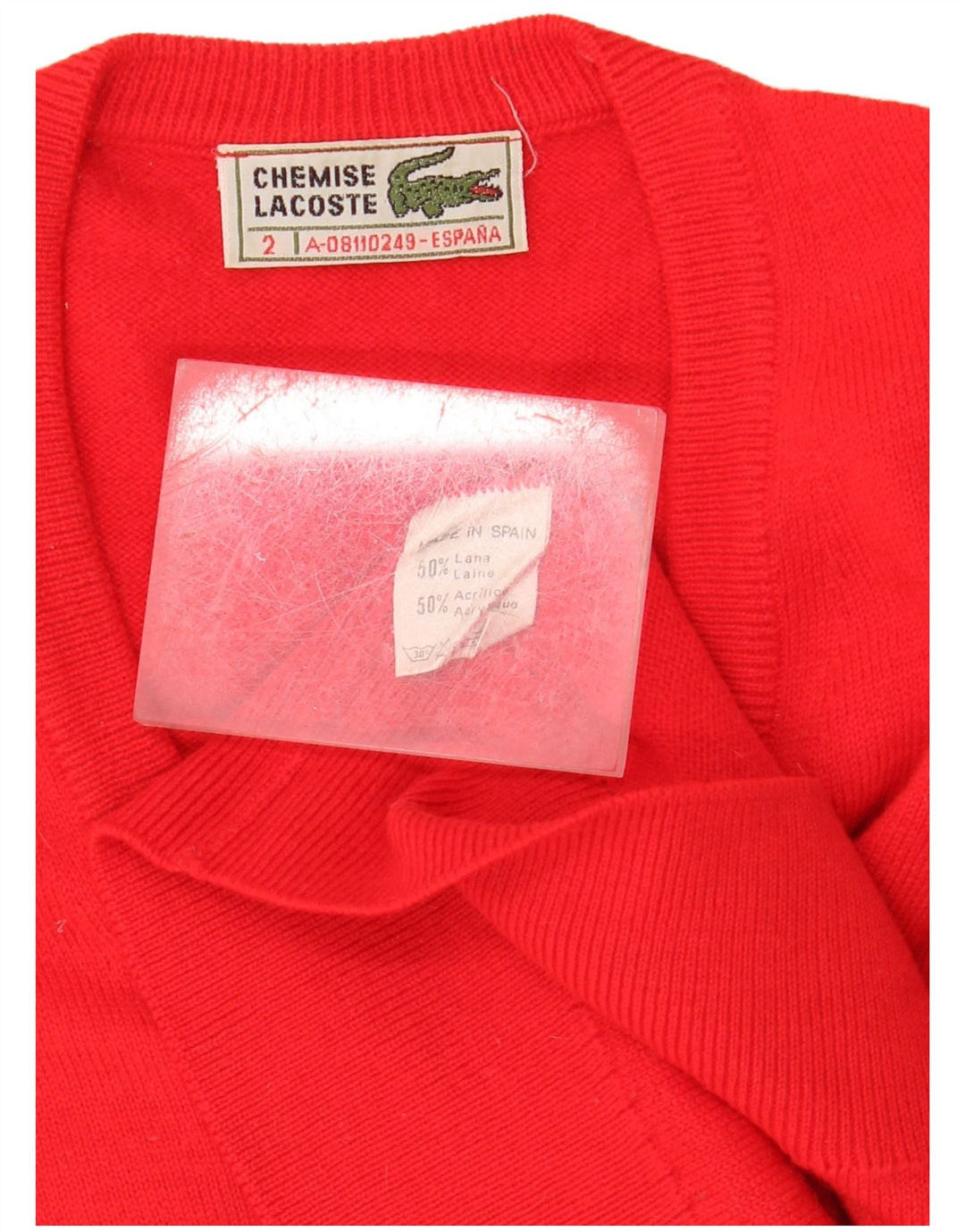 LACOSTE Herre Loose Fit V-hals sweater Størrelse 2 XS Rød Uld