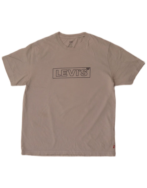 Levi's Dame Relaxed Fit Grafisk T-Shirt Top UK 14 Medium Grey Bomuld