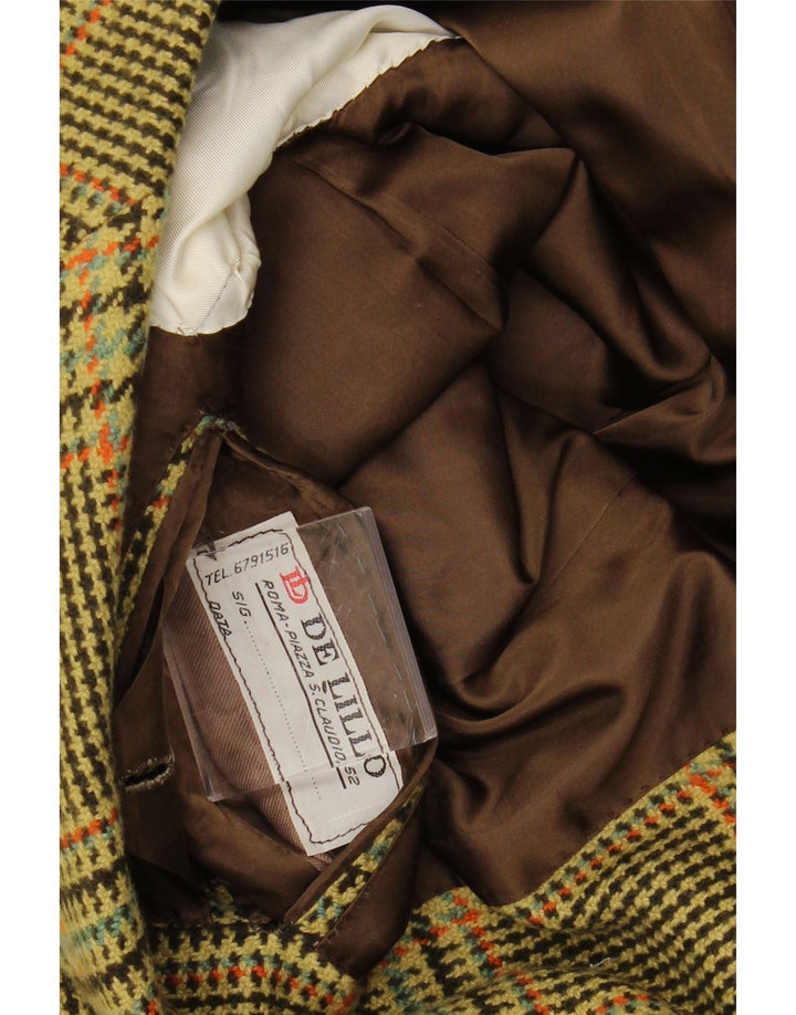 VINTAGE Herre 3-knaps blazerjakke UK 38 Medium Green Houndstooth