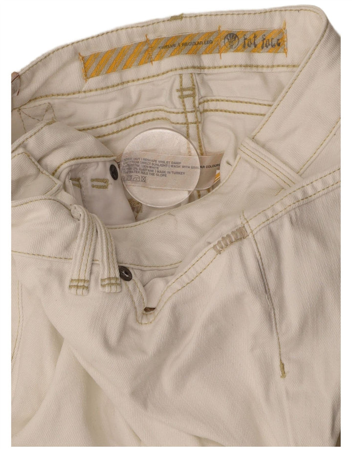 FAT FACE Dame lavtaljede lige jeans UK 12 Medium W32 L31 Hvid