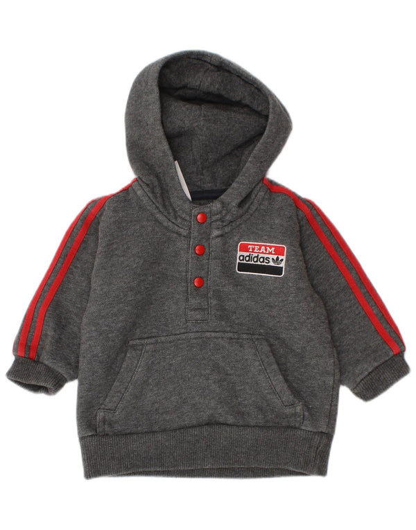 Adidas Baby Boys Grafisk hættetrøje med knapudskæring 3-6 måneder Grå Flecked