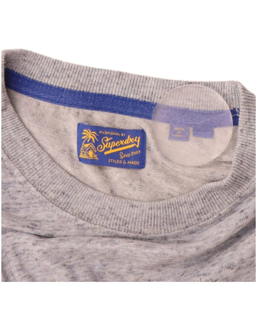 SUPERDRY Herre grafisk T-shirt top mellemgrå flækket bomuld