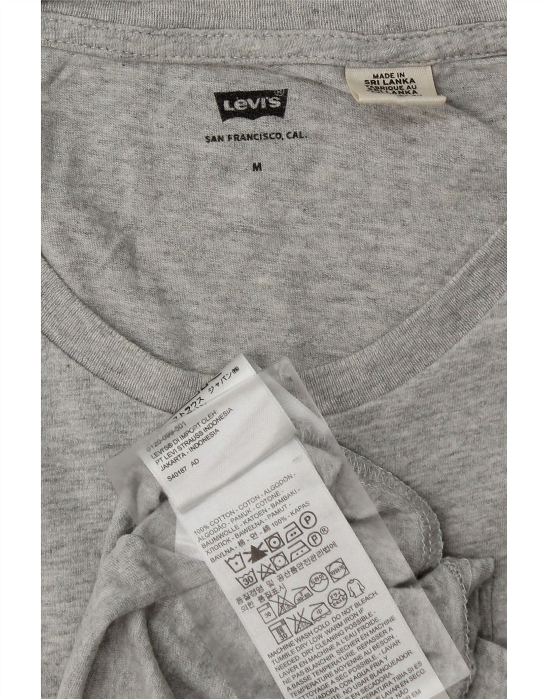 Levi's herre T-shirt top mellemgrå flækket bomuld