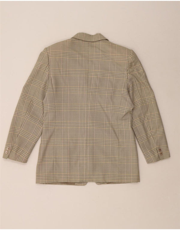 FIORELLA RUBINO Dame Longline Blazer Jacket UK 12 Medium Grey Check