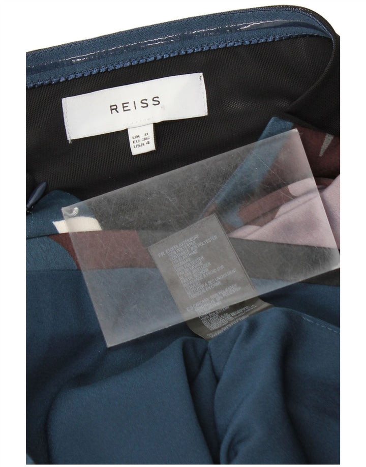 REISS Dame Abstrakt Stropløs Kjole UK 8 Small Multicolored