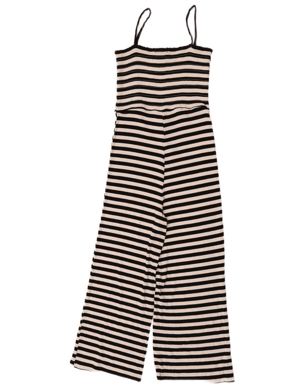 Topshop Dame Ærmeløs Jumpsuit UK 10 Small Sort Stribet Viscose