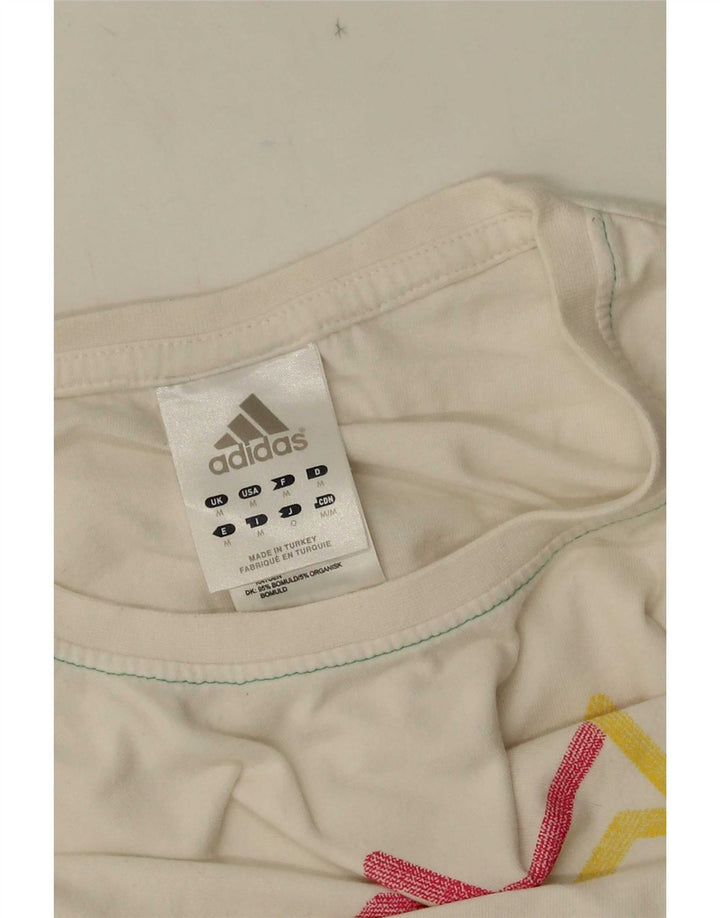 Adidas Herre grafisk T-shirt Top Medium Hvid Geometrisk Bomuld