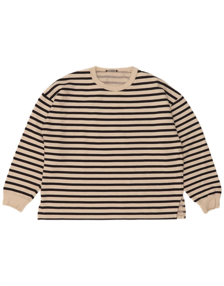 Zara Dame Oversized Sweatshirt Jumper UK 14 Medium Off White Stribet
