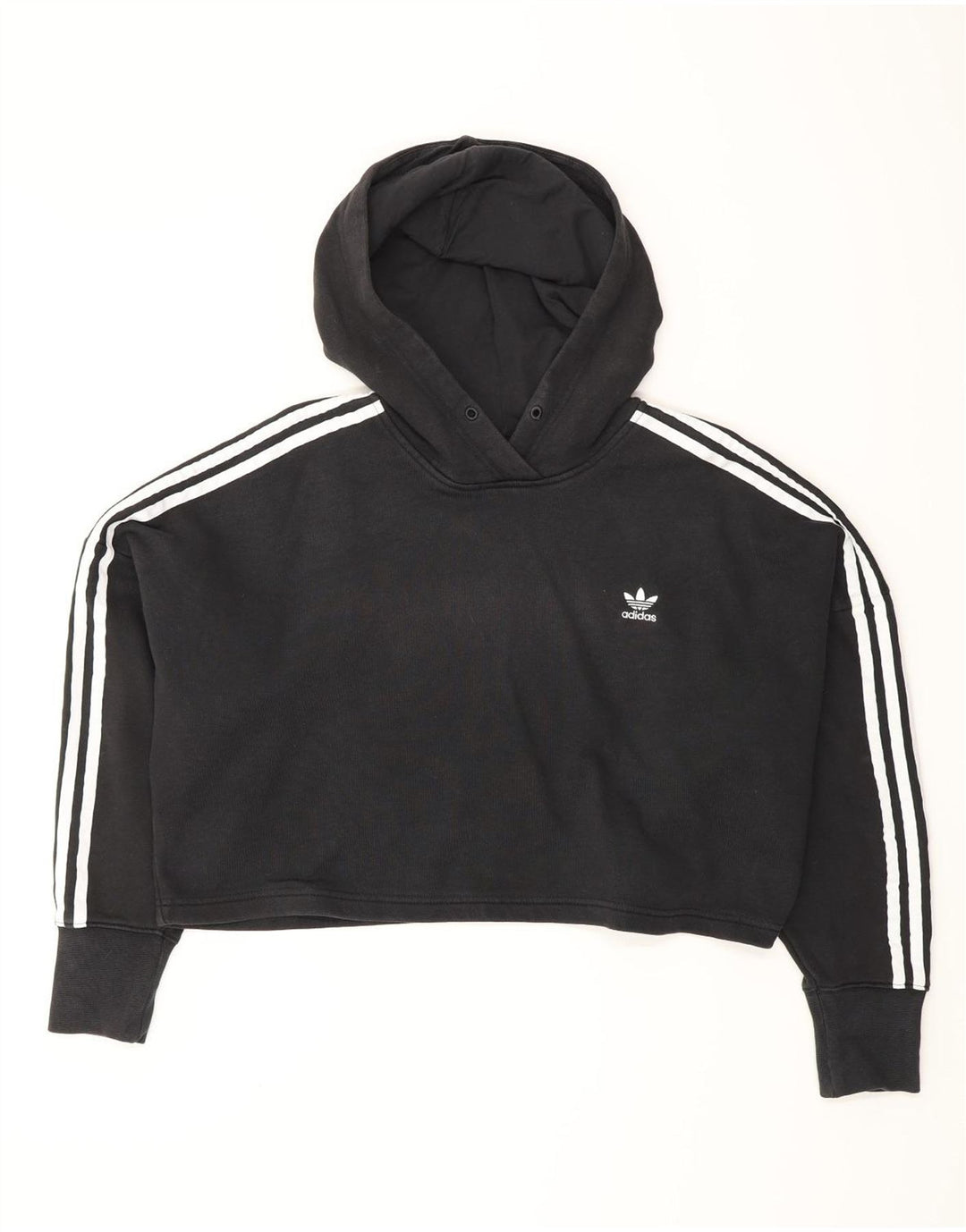 ADIDAS Dame Oversized Crop Hoodie Jumper UK 8 Small Black Bomuld