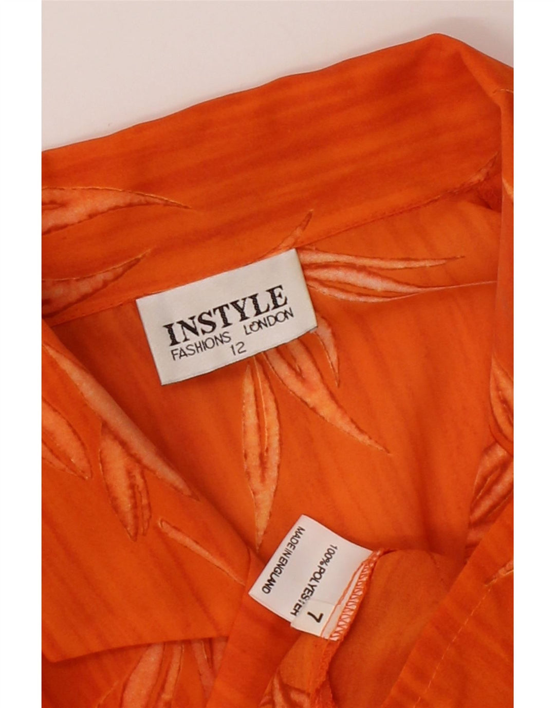 VINTAGE Womens Abstract Pattern Shirt Blouse UK 12 Medium Orange Vintage Vintage and Second-Hand Vintage from Messina Hembry 