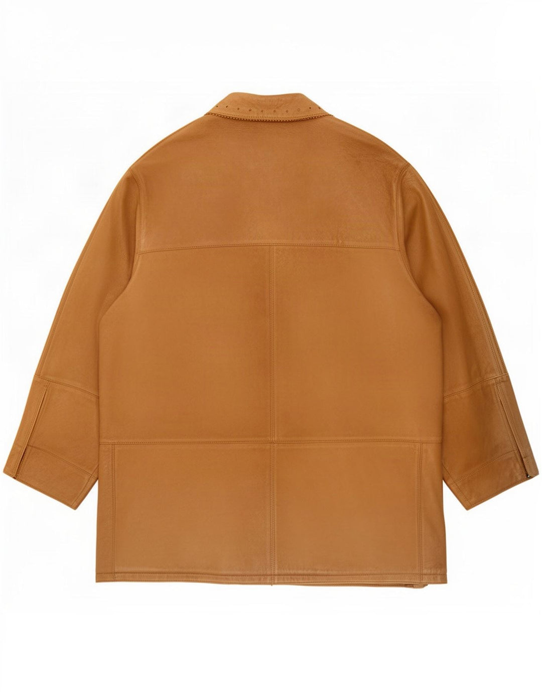 Vintage oversized ruskindsfrakke IT 50 XL beige læder til kvinder