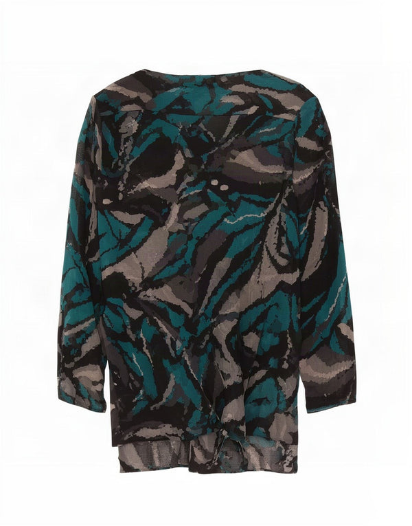 Coast Womens abstrakt mønster 3/4 ærmet bluse Top UK 16 Stor sort nylon