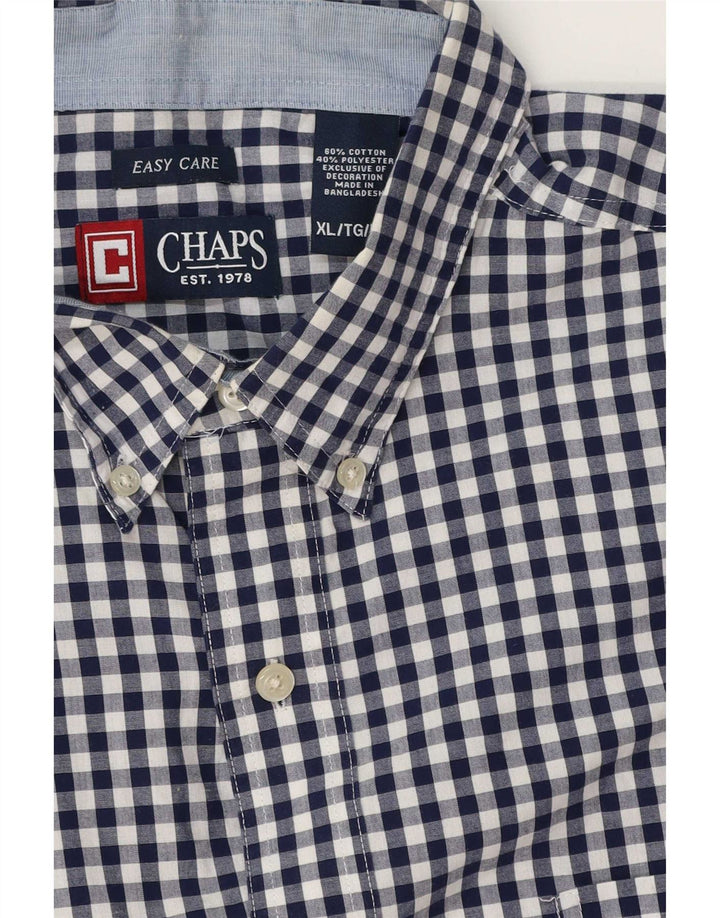 Chaps Herre Easy Care Shirt XL Navy Blue Gingham Cotton