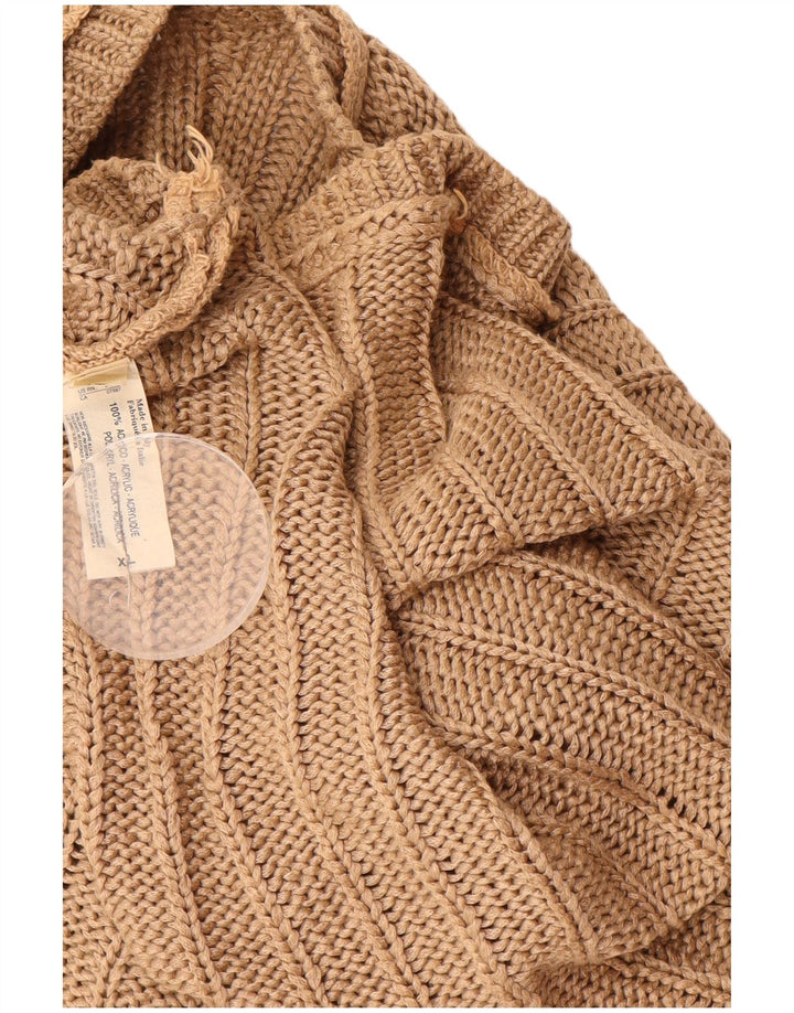 SISLEY Mens V-Neck Jumper Sweater XL Beige Acrylic
