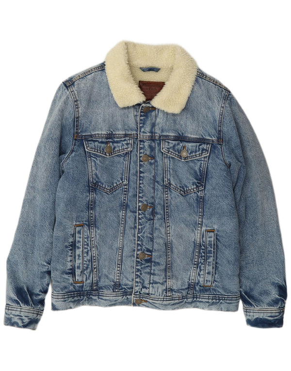 Abercrombie & Fitch Herre Denim Sherpa Jacket UK 34 Small Blue Cotton