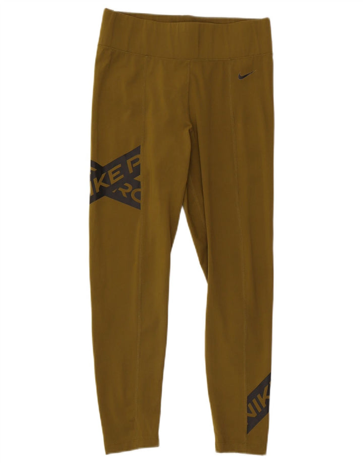 Nike Dame Grafiske Leggings UK 10 Small Khaki Polyester