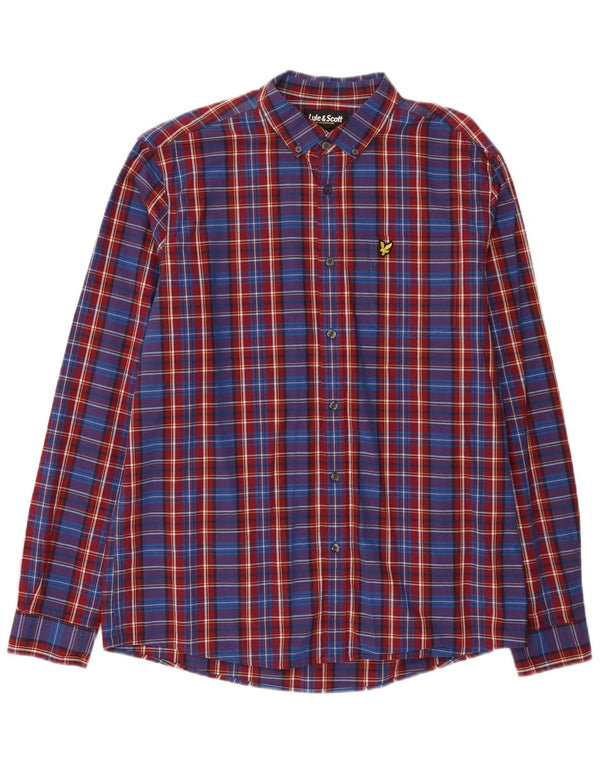 Lyle & Scott herreskjorte XL blå ternet bomuld