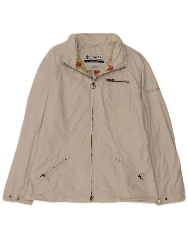 Columbia Womens Bomber Jacket UK 18 XL Hvid Bomuld