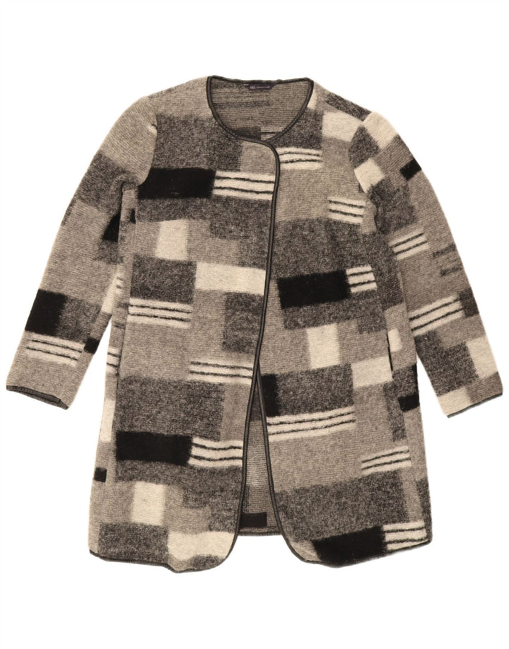 Marks & Spencer Dame Longline Cardigan Sweater UK 12 Medium Grey Check