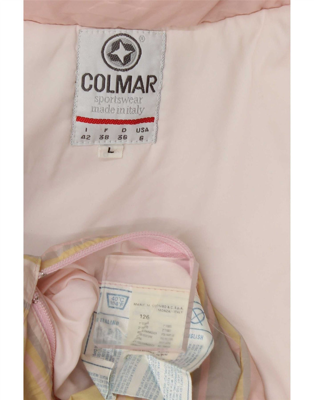 Colmar Dame Hætte Ski Jumpsuit IT 42 Lille Pink Stribet Polyamid