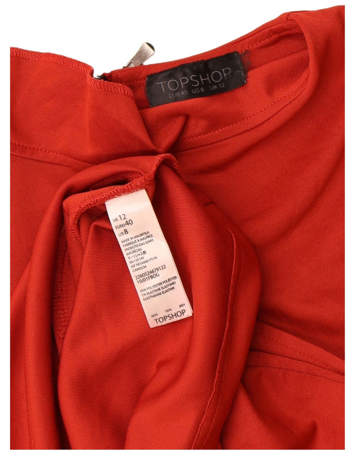 Topshop Dame T-Shirt Kjole UK 12 Medium Rød Polyester
