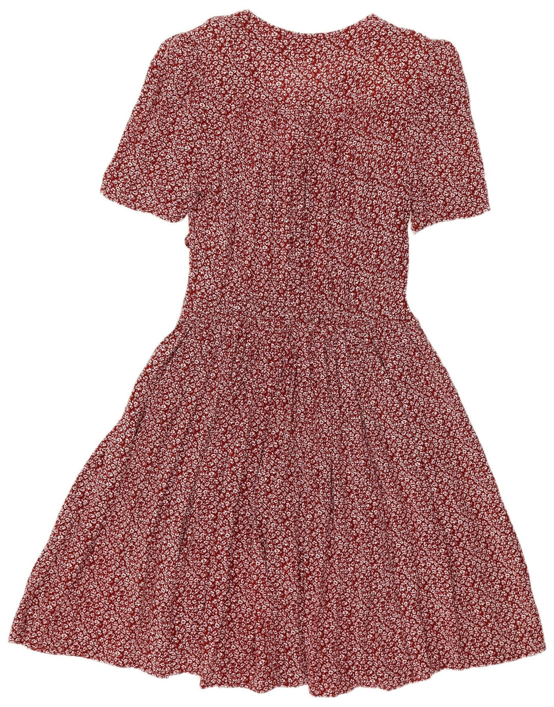 VINTAGE Empire-kjole til kvinder UK 14 Large Burgundy Floral