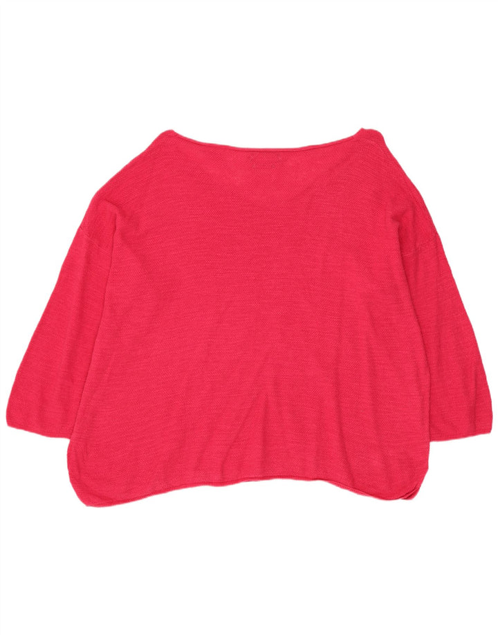 Benetton Dame Oversized Boat Neck Jumper Sweater UK 14 Medium Pink Bomuld