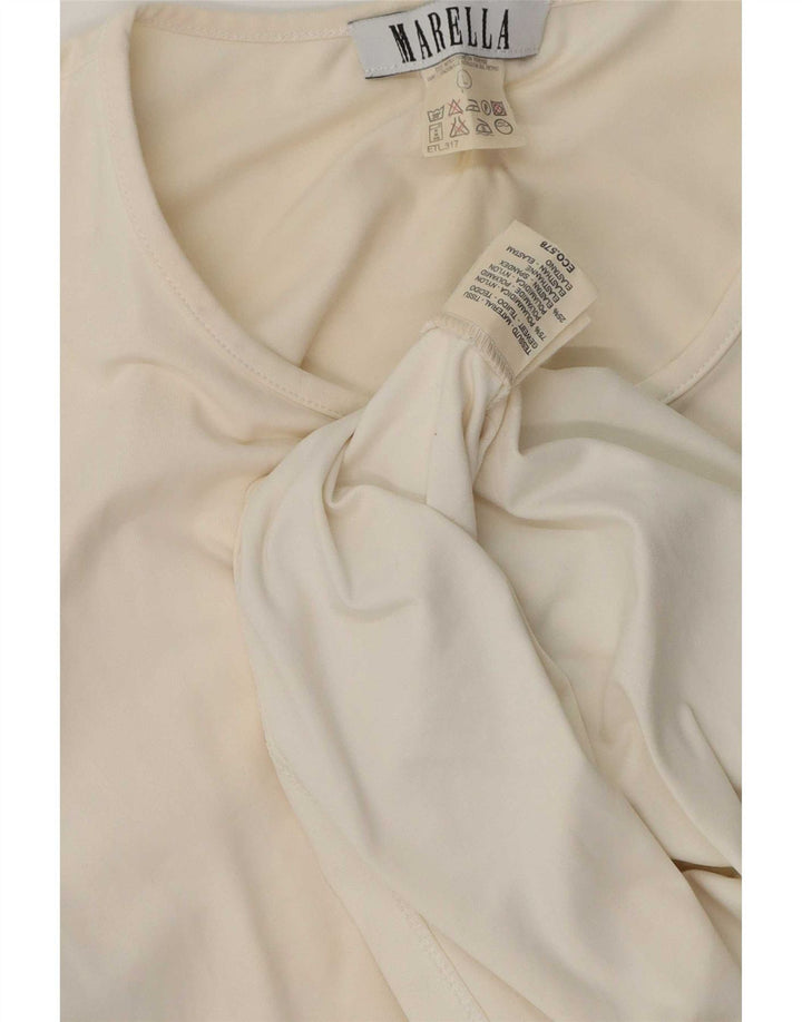 Marella Dame T-Shirt Top UK 14 Stor Hvid Polyamid